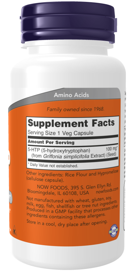 Now Foods 5-HTP 100mg (60 Veg Capsules) - Image 2