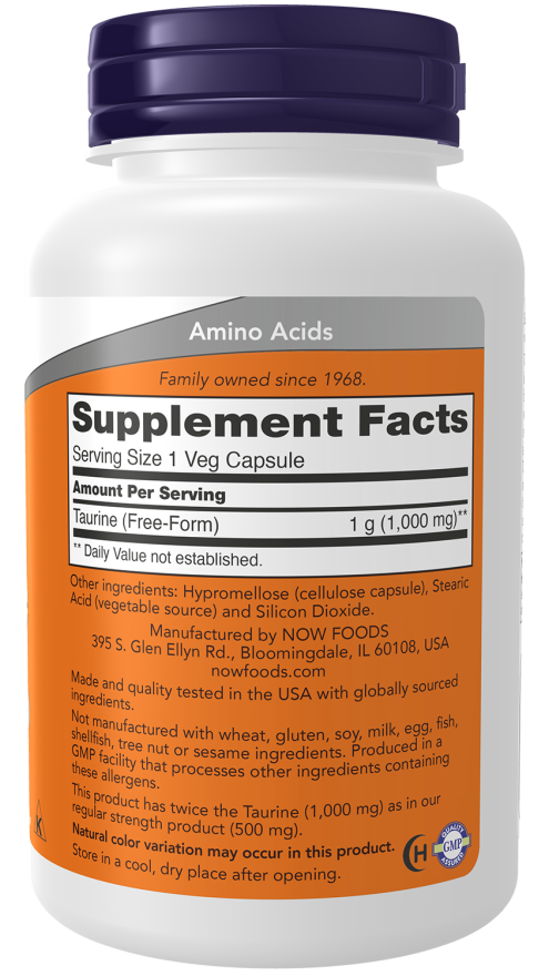 Now Foods Taurine 1000mg (100 Veg Capsules) - Image 2