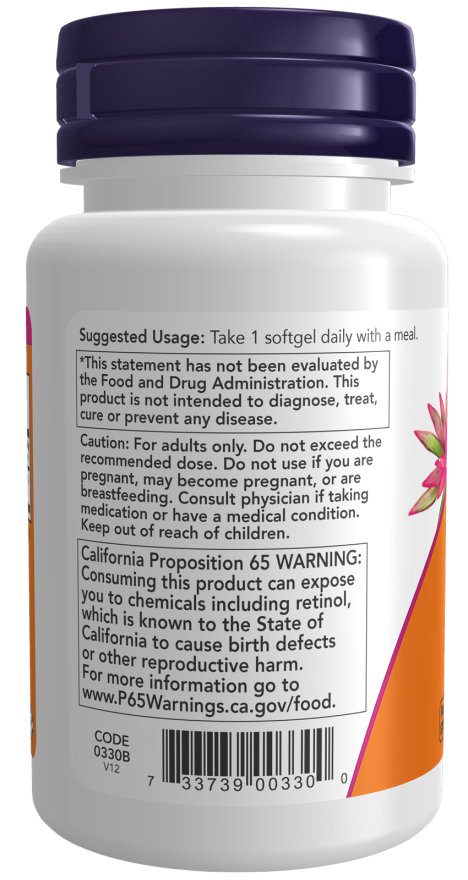 Now Foods Vitamin A 10,000 IU (100 Softgels) - Image 3