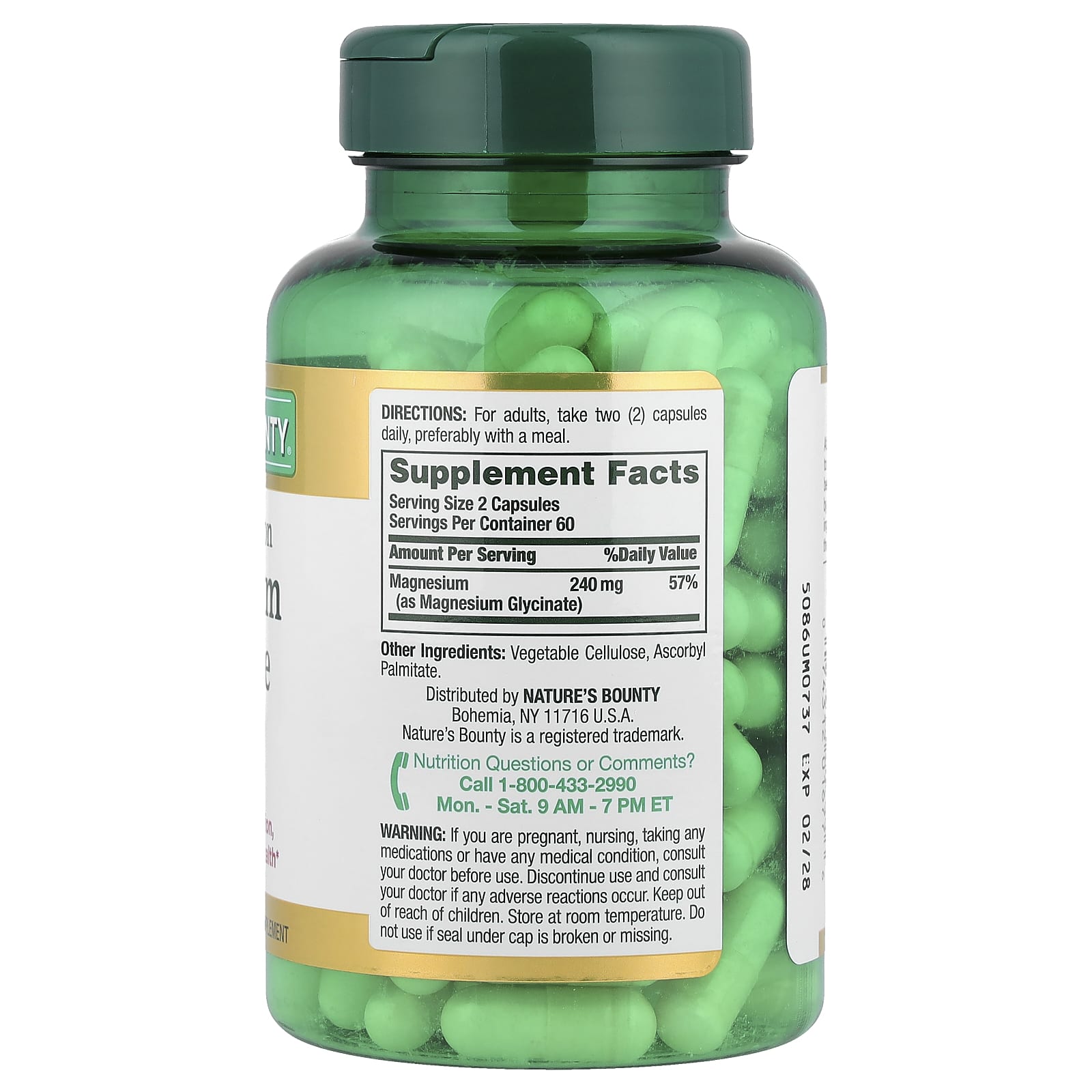 Nature's Bounty Magnesium Glycinate High Absorption-(120 Capsules) - Image 2