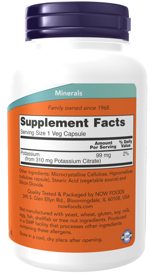 NOW Foods Potassium Citrate - (180 Capsules) - Image 2