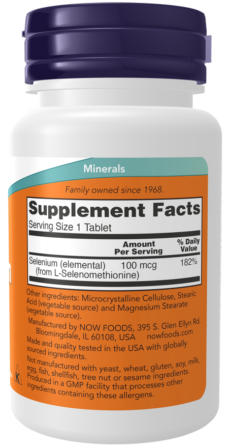 Now Foods Selenium 100mcg- (100 Tablets) - Image 2