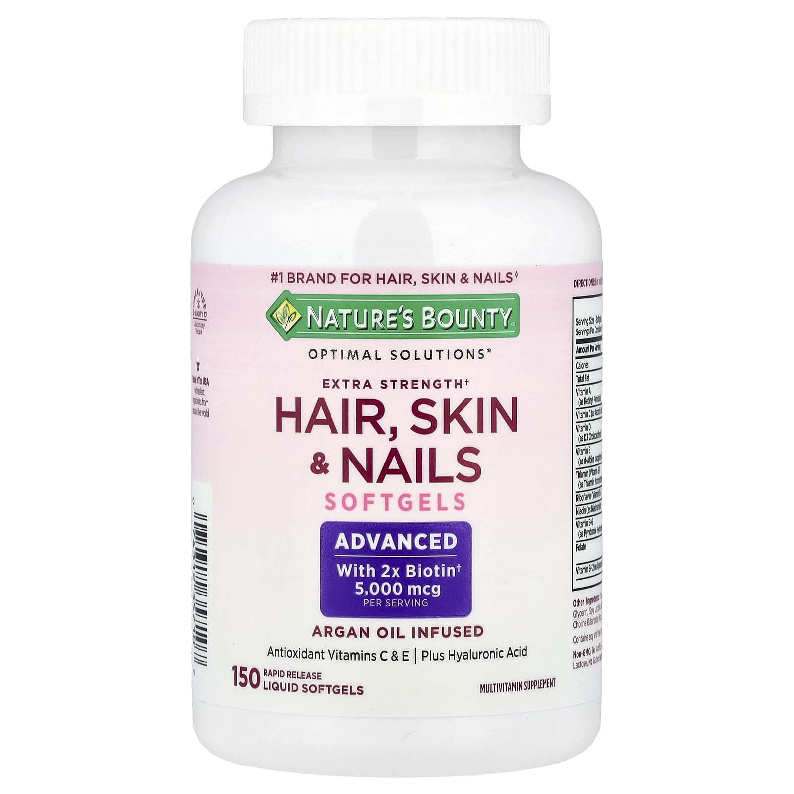 Nature’s Bounty Optimal Solutions Hair Skin & Nails – (150 Softgels) - Image 2