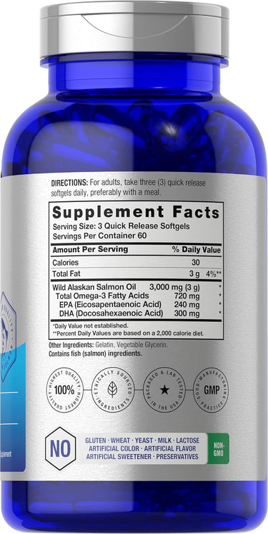 Horbaach Fish Oil Salmon 3000mg per Serving-(180 Softgels) - Image 2