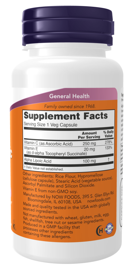Now Foods Alpha Lipoic Acid 100mg (60 Veg Capsules) - Image 2