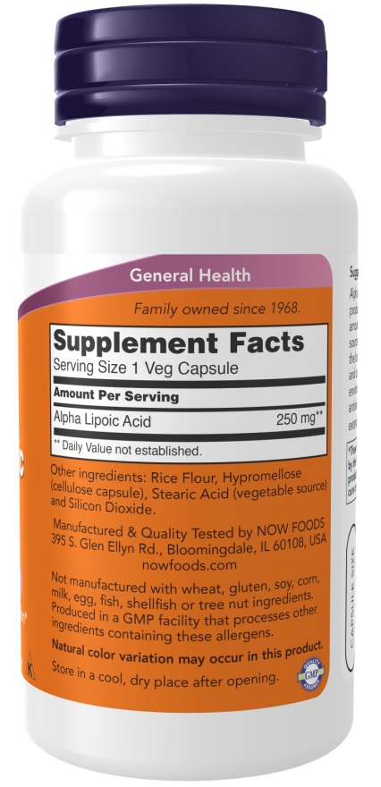 Now Foods Alpha Lipoic Acid 250mg (60 Veg Capsules) - Image 2