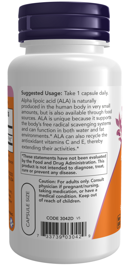 Now Foods Alpha Lipoic Acid 250mg (60 Veg Capsules) - Image 3