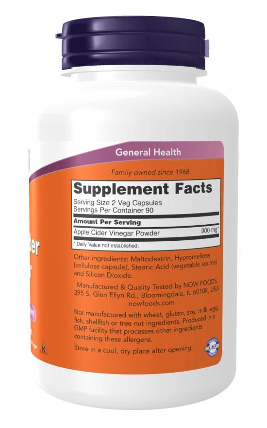 Now Foods Apple Cider Vinegar (180 Veg Capsules) - Image 2