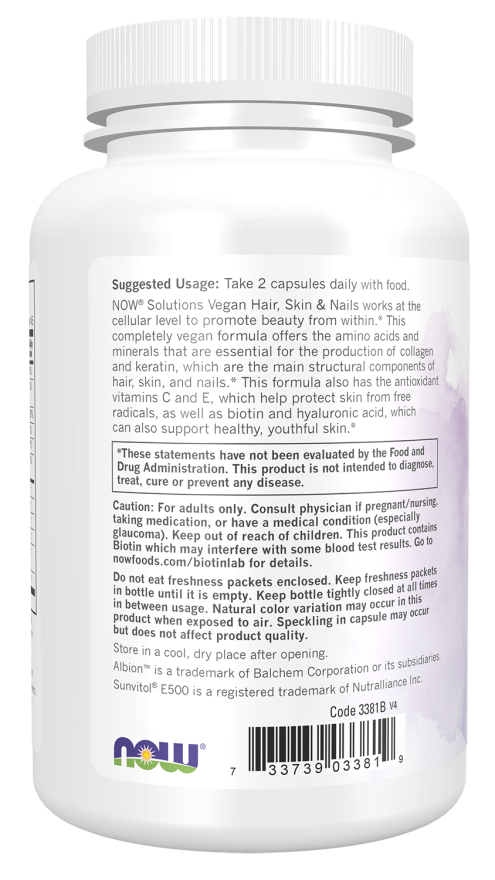 Now Foods Vegan Hair, Skin & Nails (90 Capsules) - Image 3