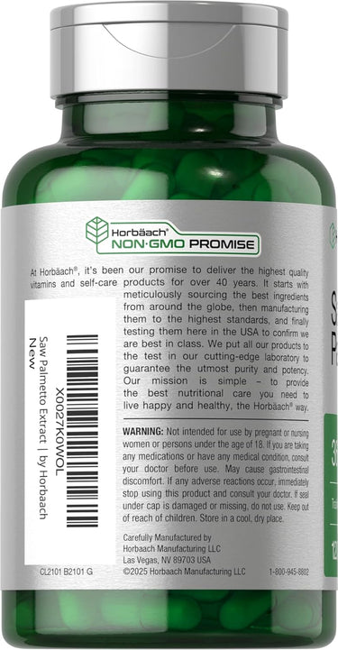 Horbaach Saw Palmetto 3600mg per serving-(120 Capsules) - Image 3