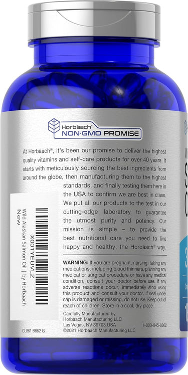Horbaach Fish Oil Salmon 3000mg per Serving-(180 Softgels) - Image 3