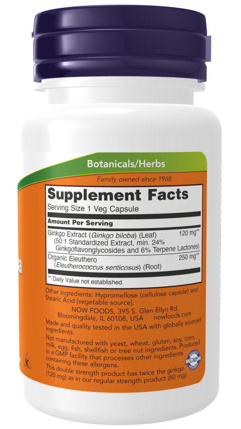 Now Foods Ginkgo Biloba 120mg - (50 Veg Capsules) - Image 2