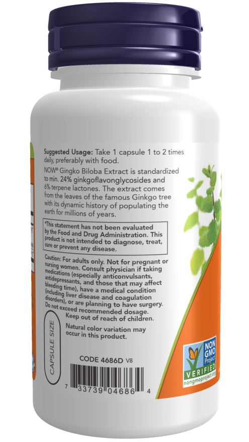 NOW Foods Ginkgo Biloba 60mg (60 Capsules) - Image 3