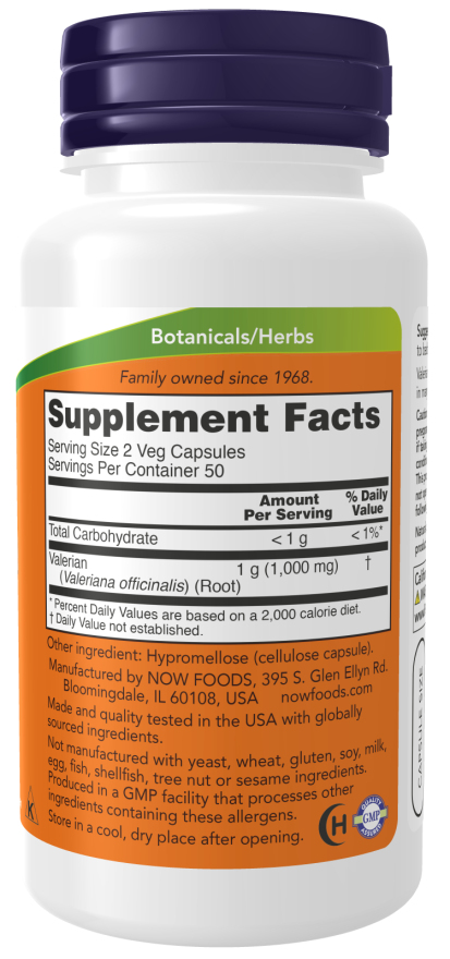 Now Foods Valerian Root 500mg (100 Capsules) - Image 2