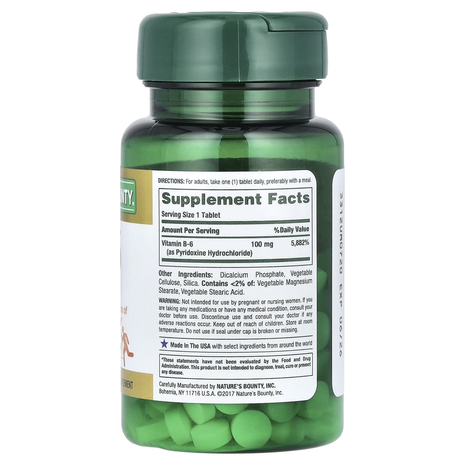 Nature's Bounty Vitamin B-6 100 mg – (100 Tablets) - Image 2