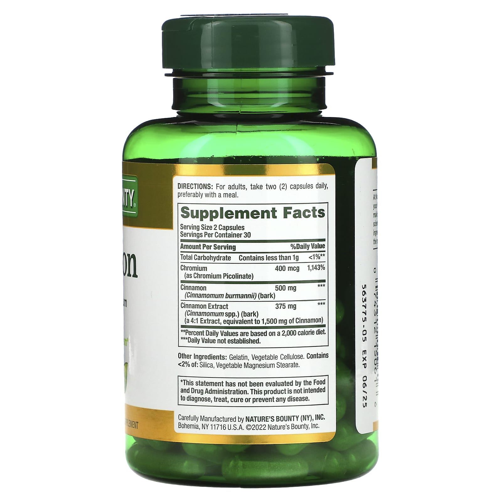 Nature's Bounty Cinnamon Plus Chromium-(60 Capsules) - Image 2