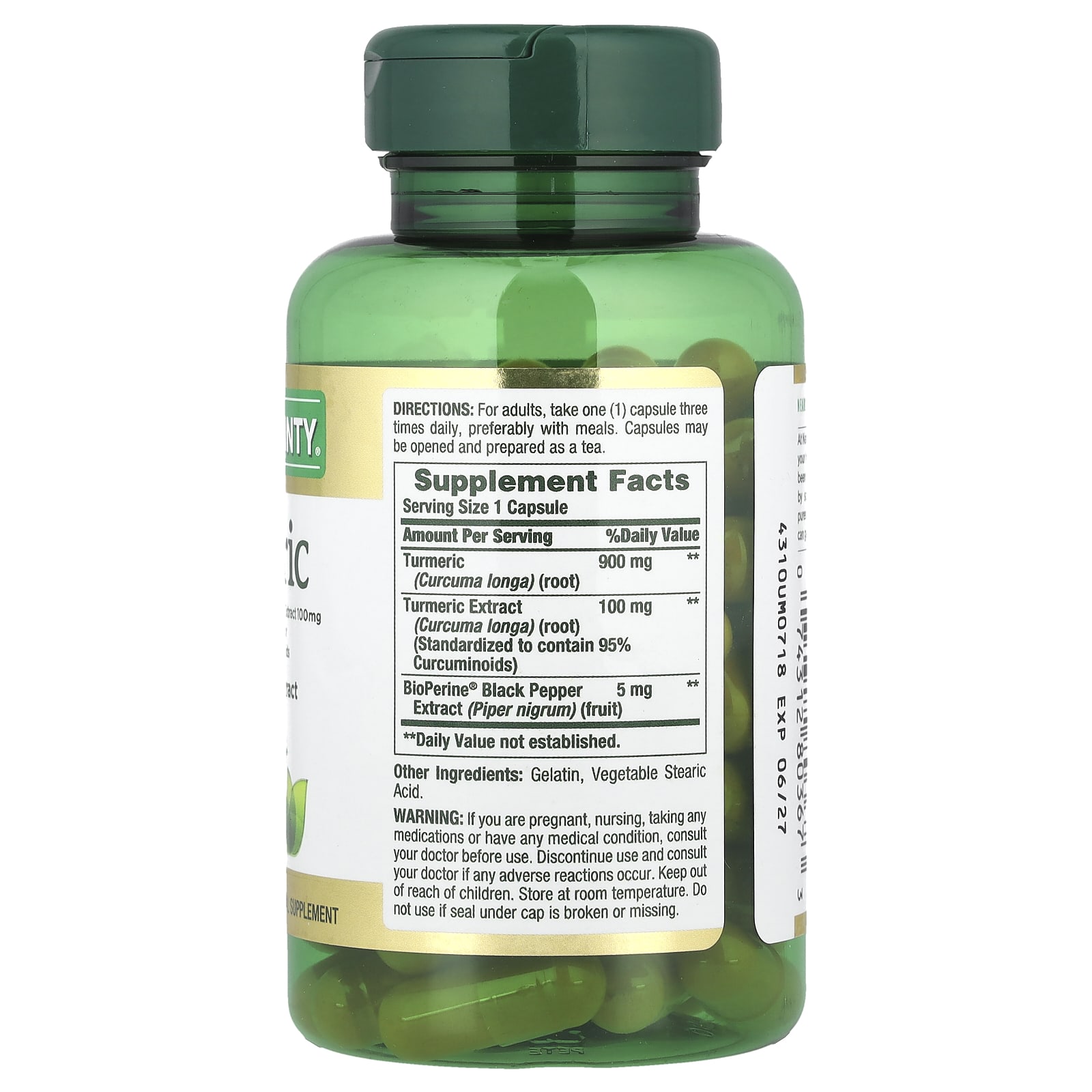 Nature’s Bounty Turmeric Plus Black Pepper Extract 1,000mg – (60 Capsules) - Image 2