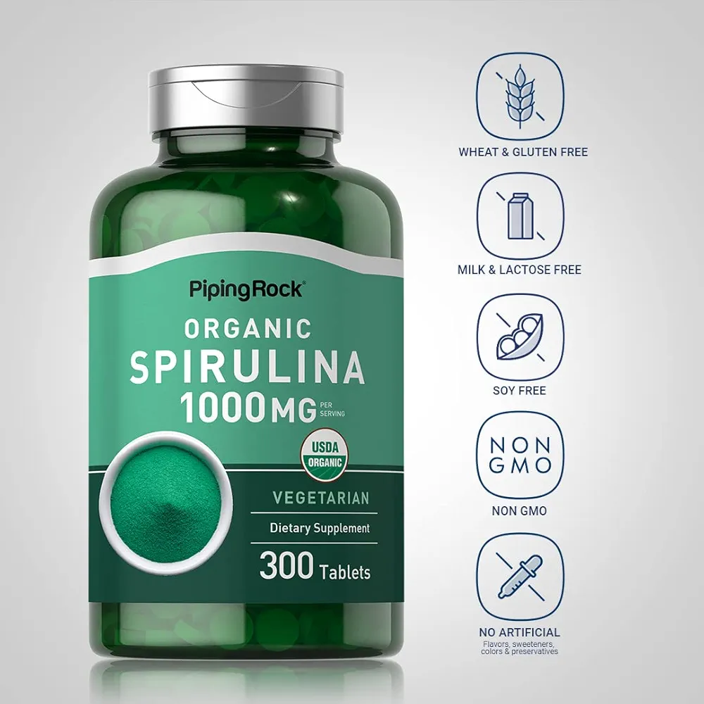 Piping Rock Organic Spirulina 1000mg (300 Tablets) - Image 3