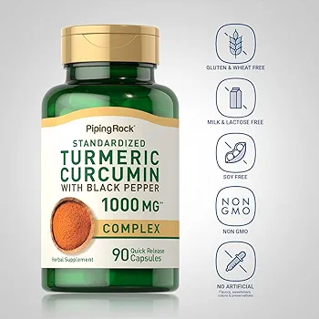 Piping Rock Turmeric Curcumin with Black Pepper (90 Capsules) - Image 2