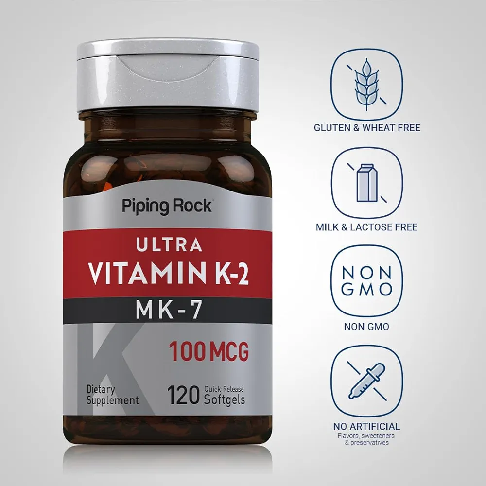 Piping Rock Vitamin K2 MK7 100mcg (120 Softgels) - Image 3