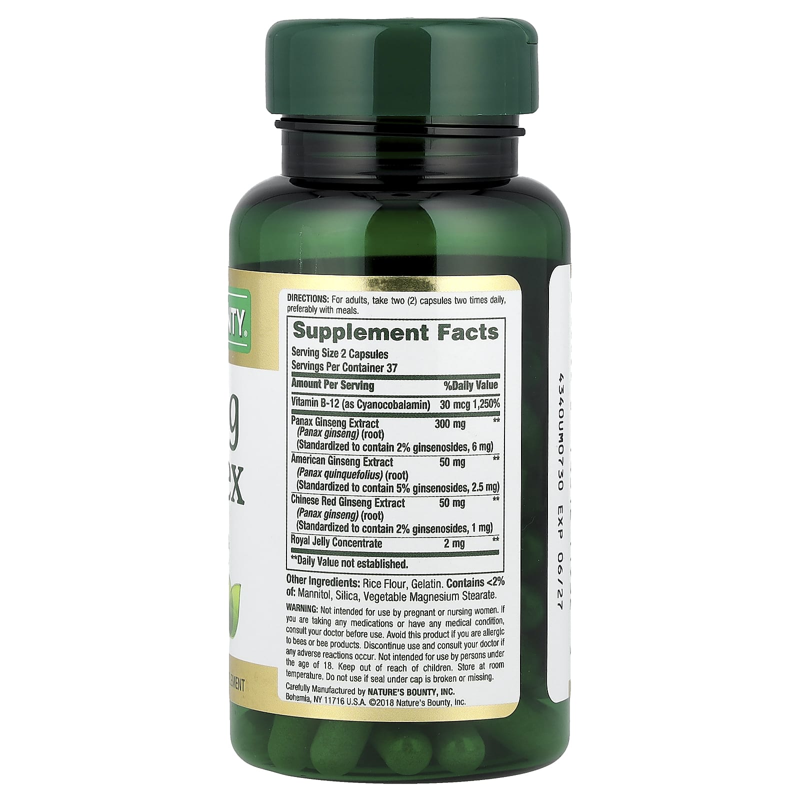 Nature's Bounty Ginseng Complex-(75 Capsules) - Image 2