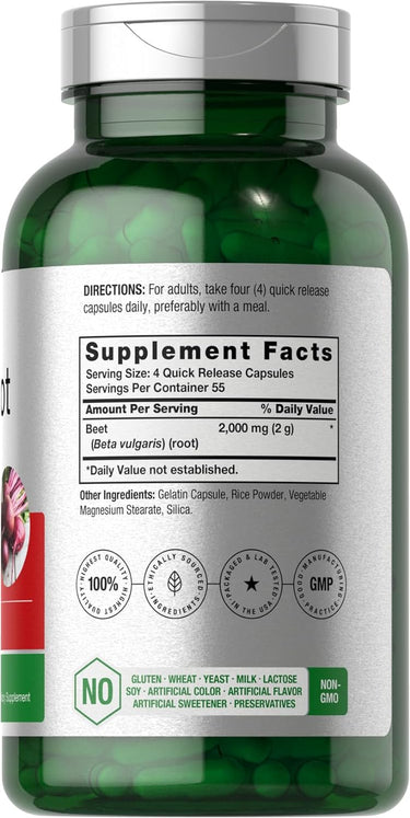 Horbaach Beet Root Powder 2000mg per Serving-(220 Capsules) - Image 2