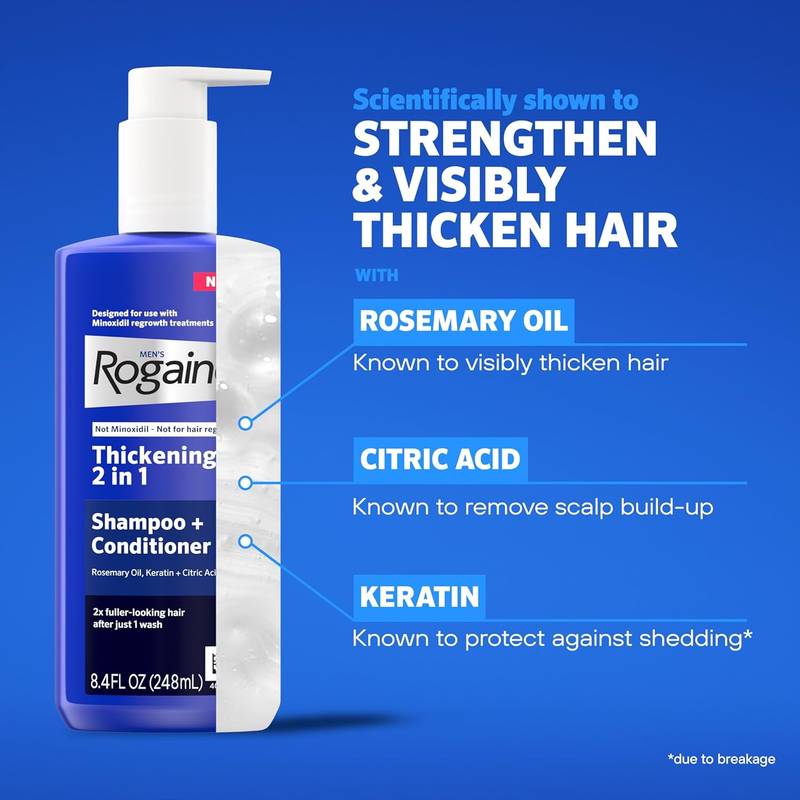 Men’s Rogaine Thickening 2 in 1 Shampoo + Conditioner – 248ml - Image 2