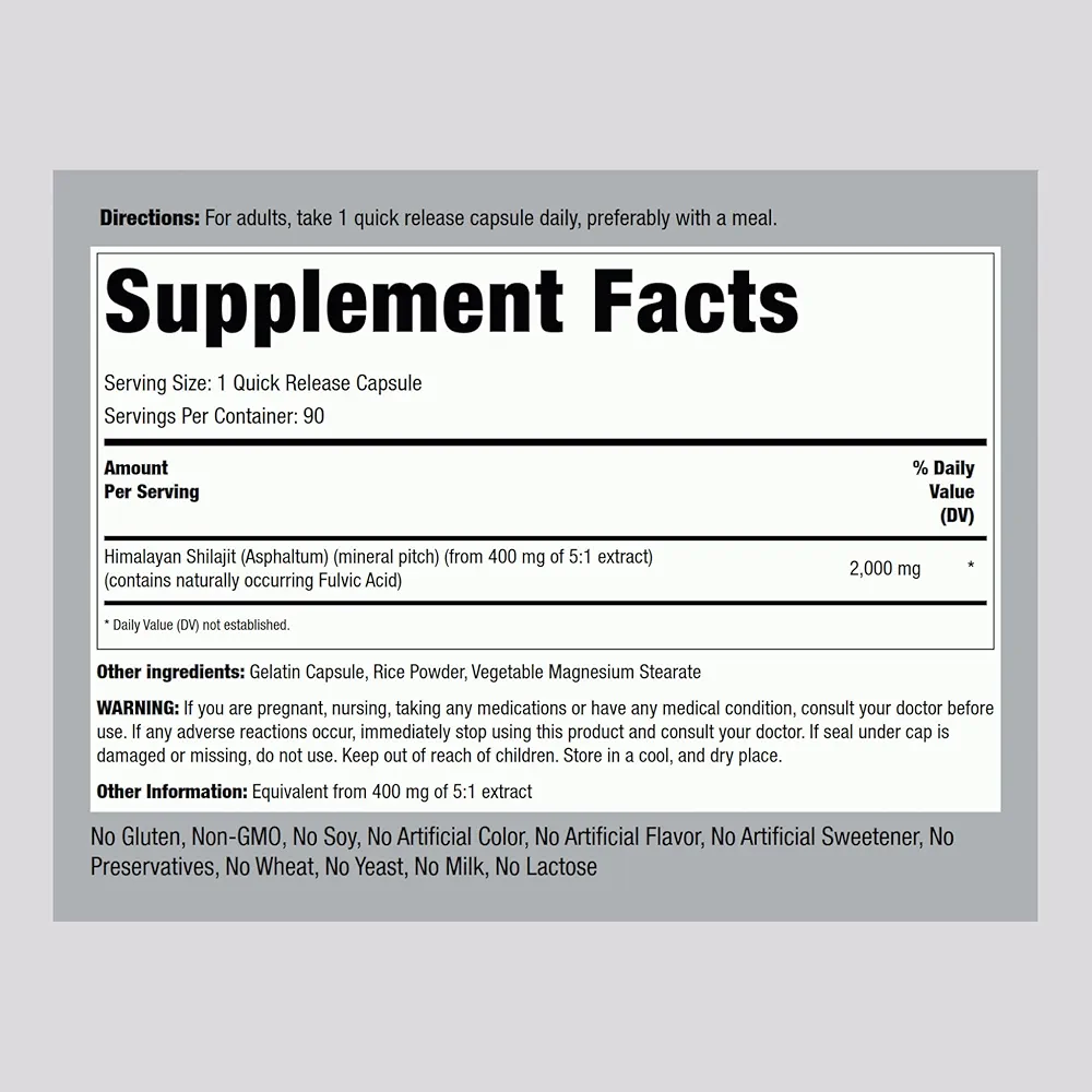 Piping Rock Shilajit (90 Capsules) - Image 3