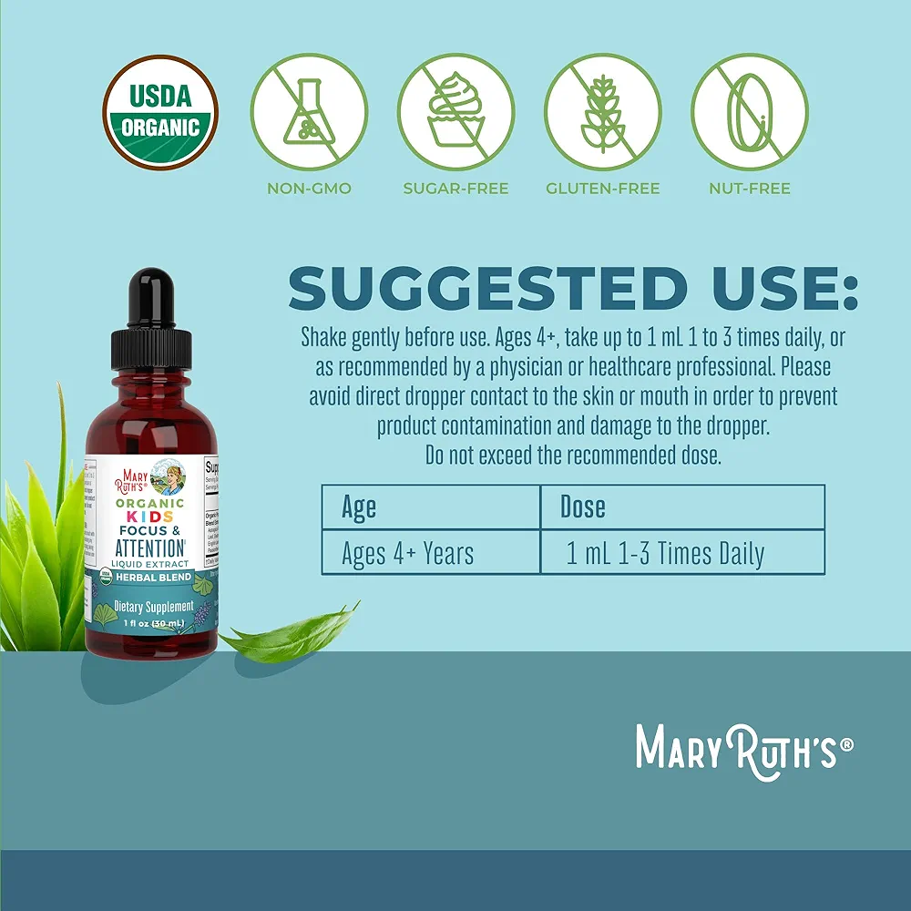 Mary Ruth’s Kids Focus & Attention Liquid Extract Organic – 30ml - Image 2