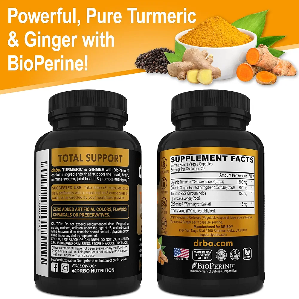 Dr. Bo Turmeric and Ginger Supplement-(60 Capsules) - Image 3