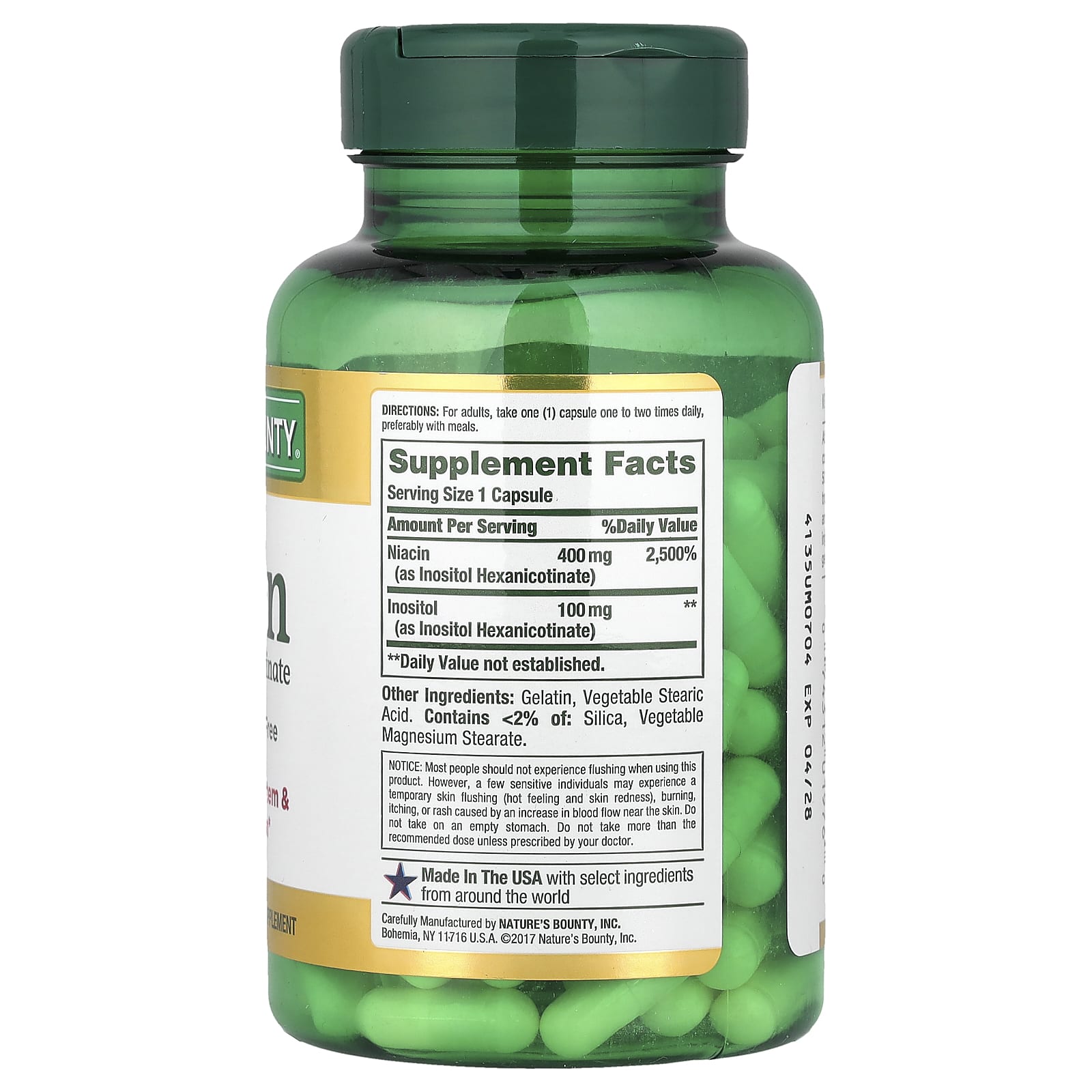 Nature's Bounty Niacin Flush Free 500mg – (120 Capsules) - Image 2