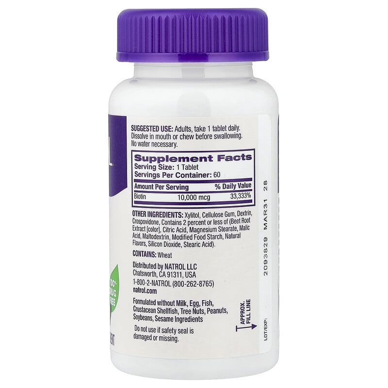 Natrol Biotin 10,000mcg (60 Tablets) - Image 2