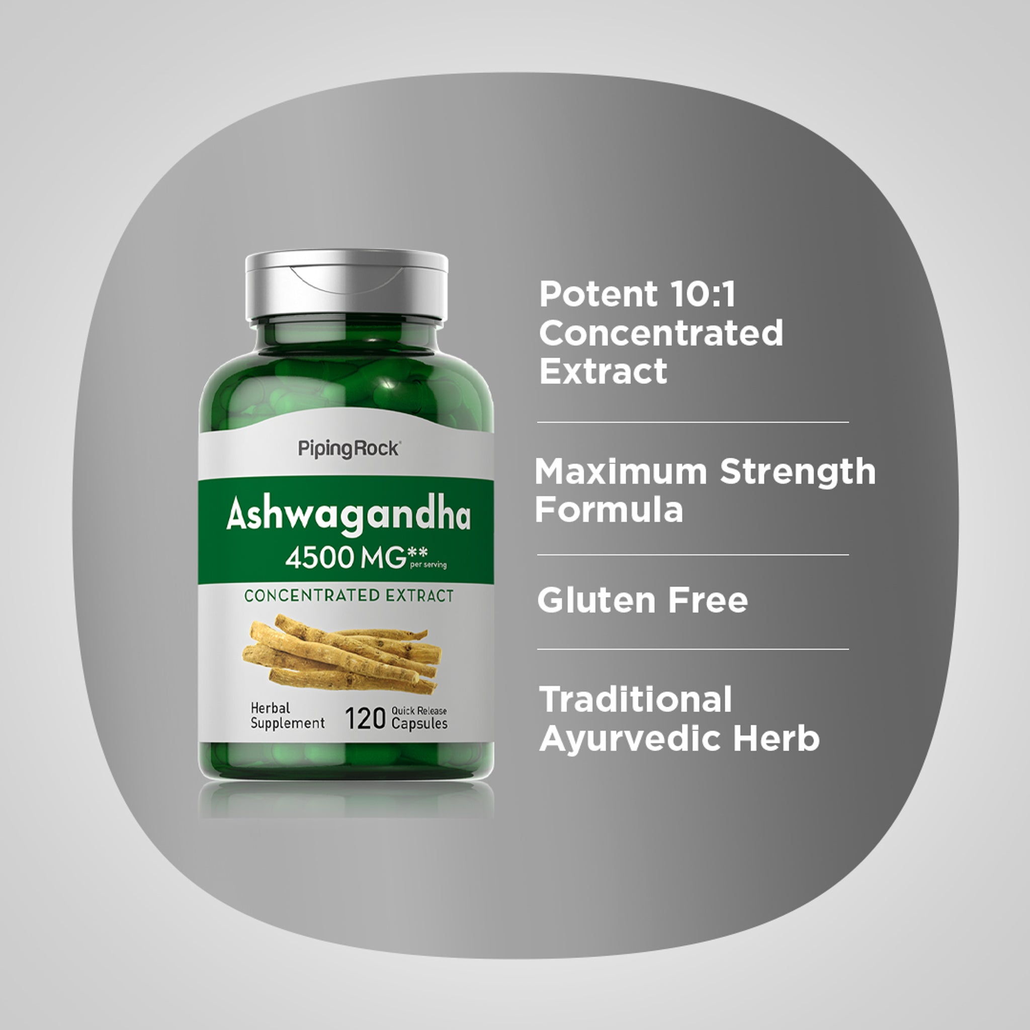 Piping Rock Ashwagandha 4,500 mg – (120 capsules) - Image 2