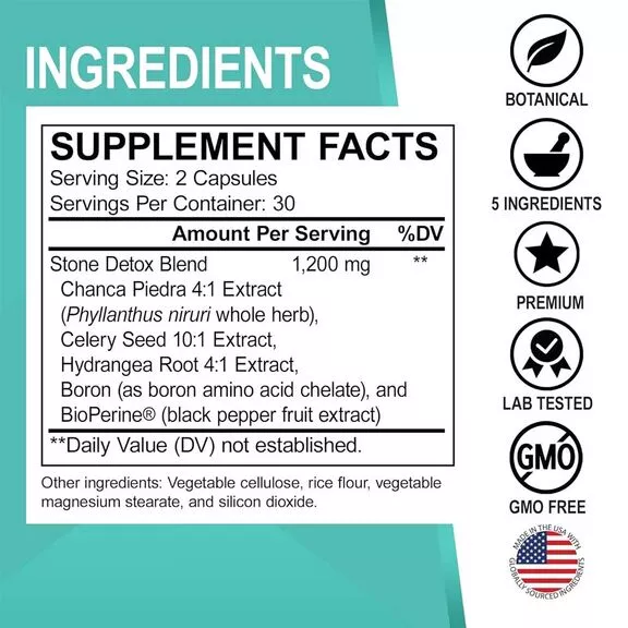 Dr. Bo Stone Detox Chanca Piedra Extract-(60 Capsules) - Image 2