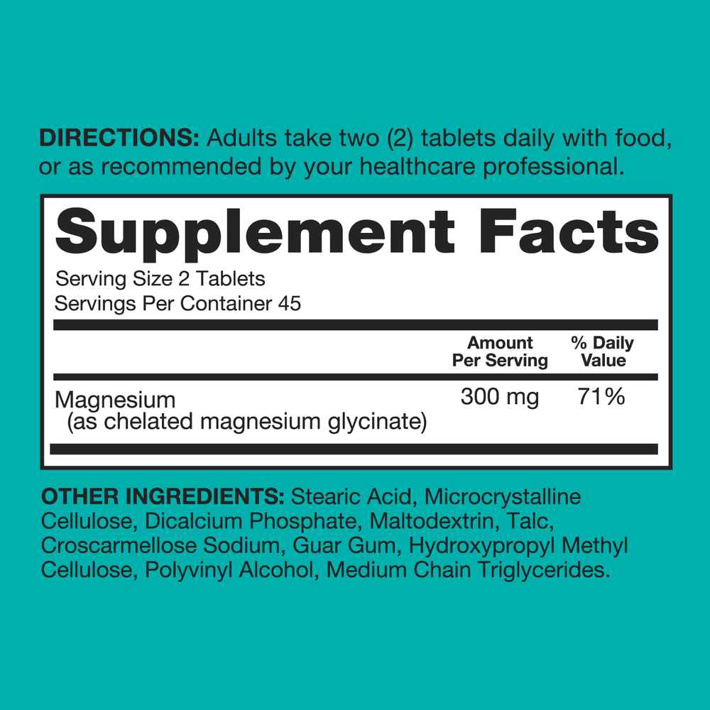 Qunol Magnesium Glycinate high absorption 300mg-(90Tablets) - Image 2
