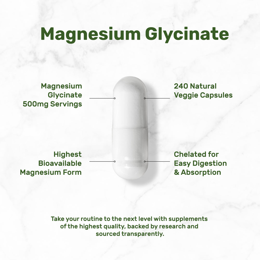 DEAL SUPPLEMENT Magnesium Glycinate 500mg -(240 Veggie Capsules) - Image 3
