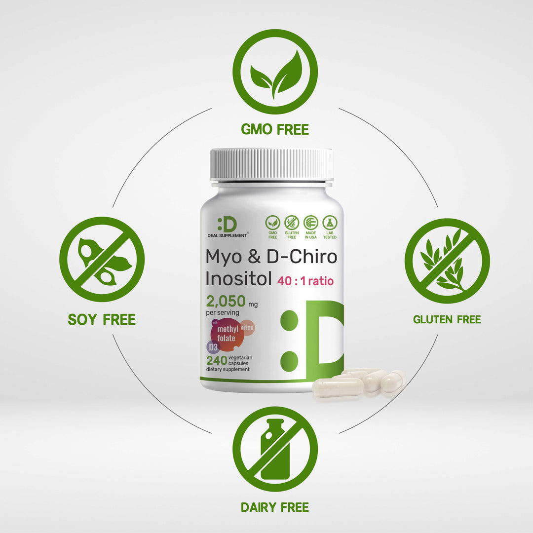Deal Supplement Myo‑Inositol & D‑Chiro Inositol Supplement 2,050mg -(240 Veggie Capsules) - Image 3