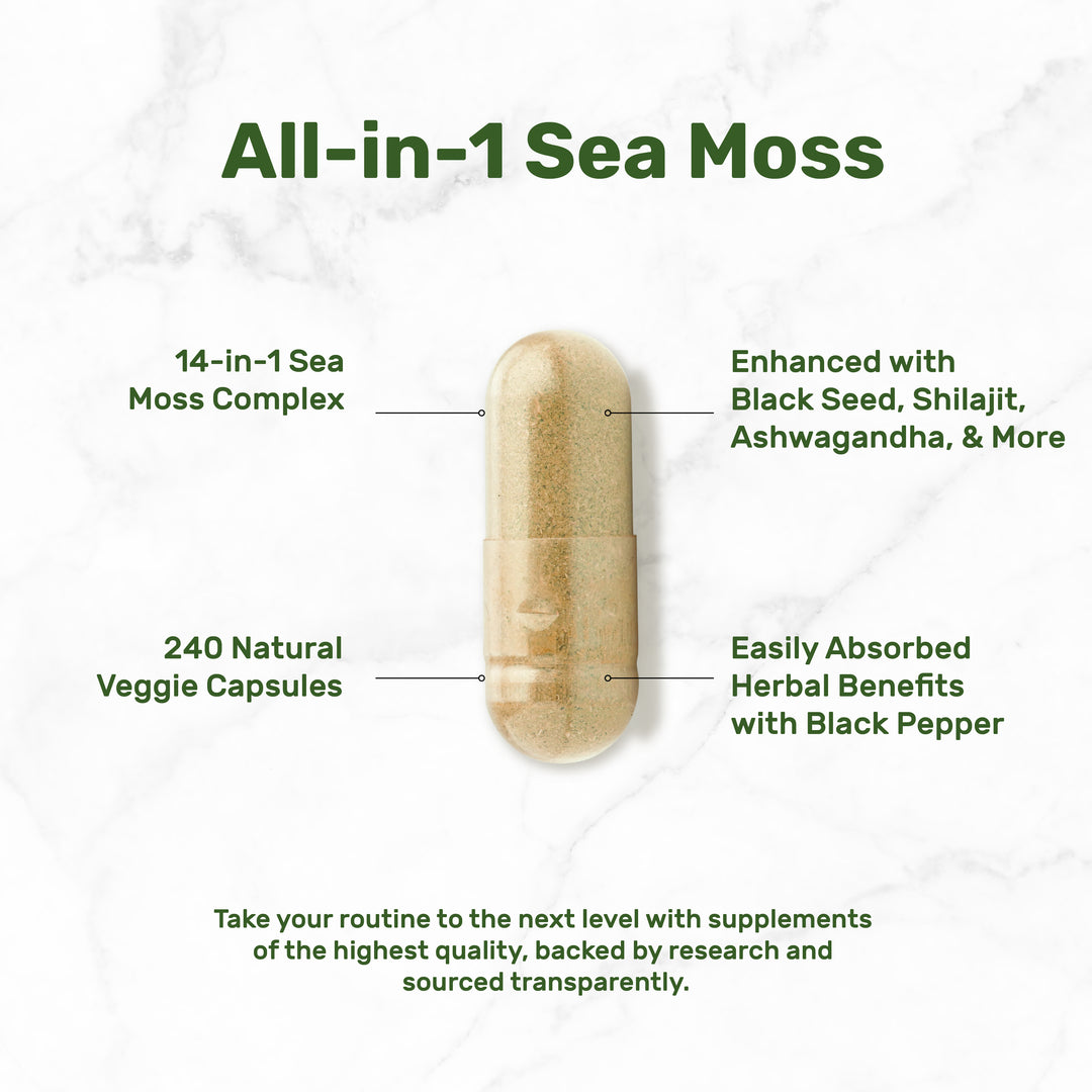 DEAL SUPPLEMENT Sea Moss 3000mg Black Seed Oil 2000mg Ashwagandha 600mg Ginger - (240 Capsules) - Image 3