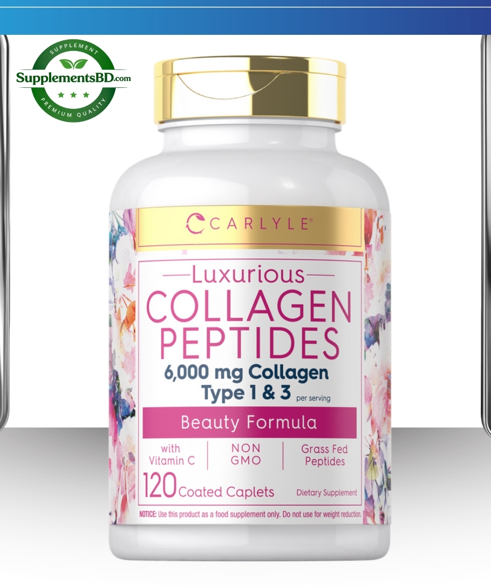 Carlyle Collagen Peptides with Vitamin C 6000mg-(120 Caplets)