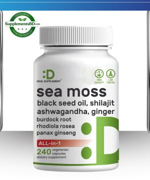 DEAL SUPPLEMENT Sea Moss 3000mg Black Seed Oil 2000mg Ashwagandha 600mg Ginger - (240 Capsules)