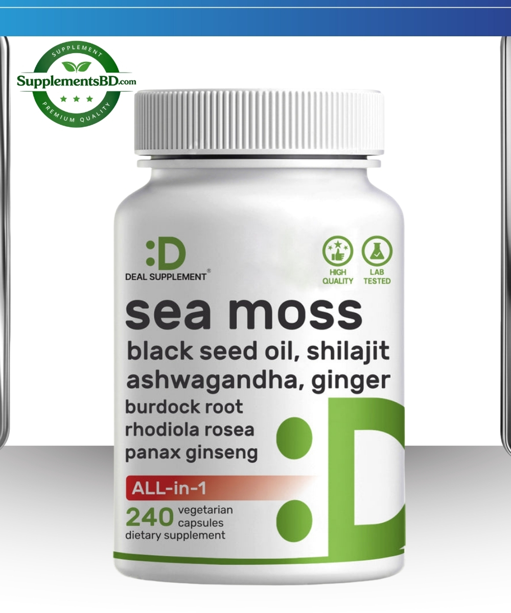DEAL SUPPLEMENT Sea Moss 3000mg Black Seed Oil 2000mg Ashwagandha 600mg Ginger - (240 Capsules)