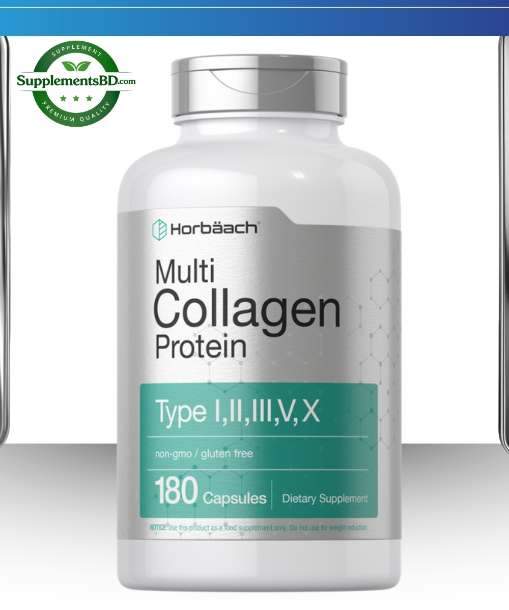Horbaach Multi Collagen Protein 2000mg per Serving-(180 Capsules)