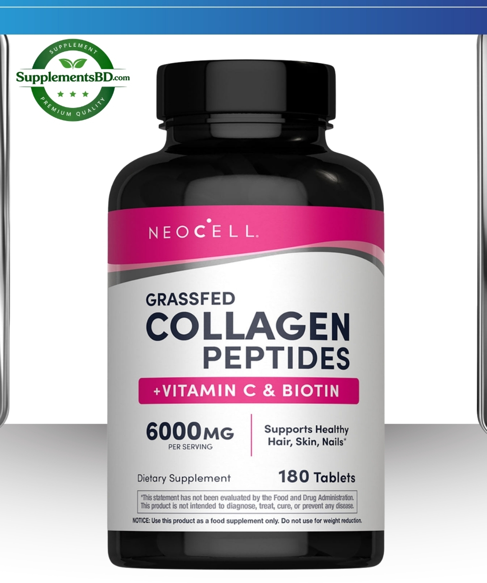 NeoCell Grassfed Collagen Peptides + C & Biotin-(180 Caplets)