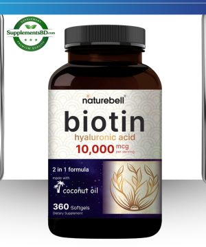 NatureBell Biotin 10,000mcg + Hyaluronic Acid - (360 Softgels)