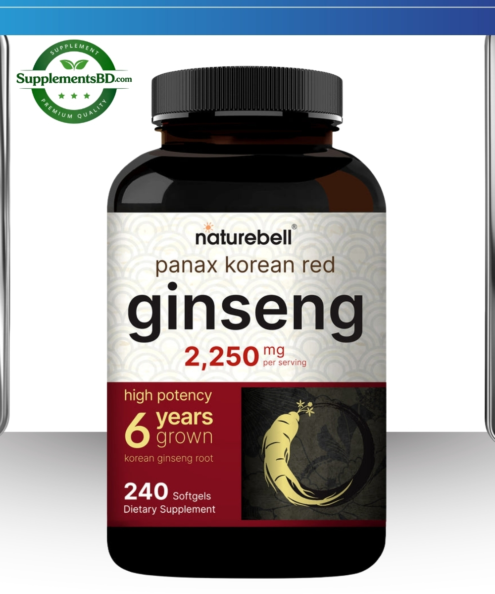 Naturebell Panax Korean Red Ginseng (2,250 mg) – (240 Softgels)