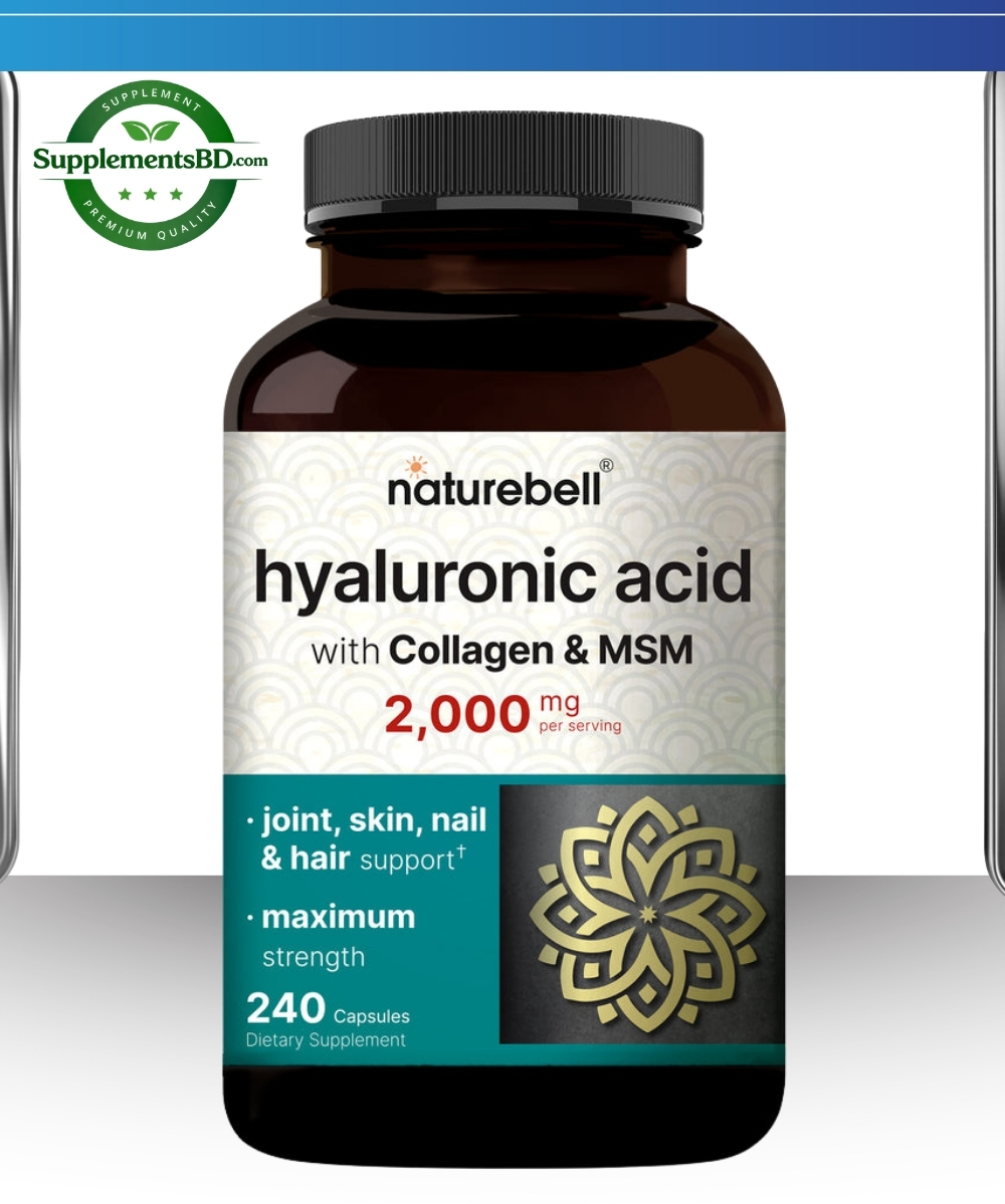 NatureBell Hyaluronic Acid with MSM & Collagen (2000mg) – (240 Capsules)
