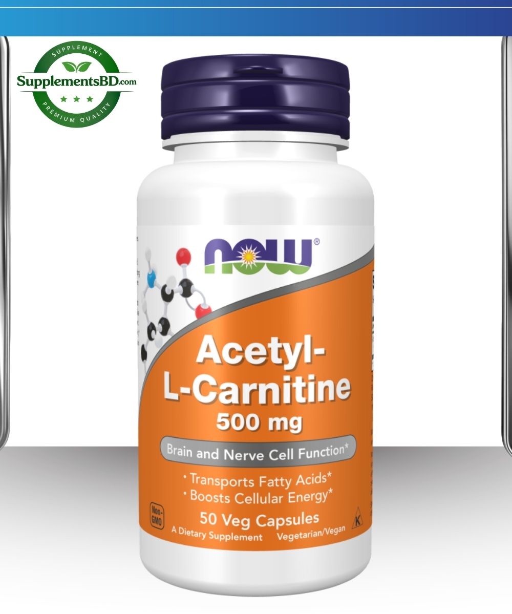 Now Foods Acetyl-L-Carnitine 500mg (50 Veg Capsules)