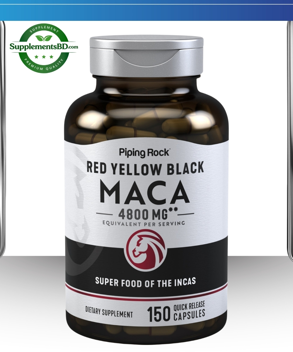 Piping Rock Red Yellow and Black Maca Root (150 Capsules)