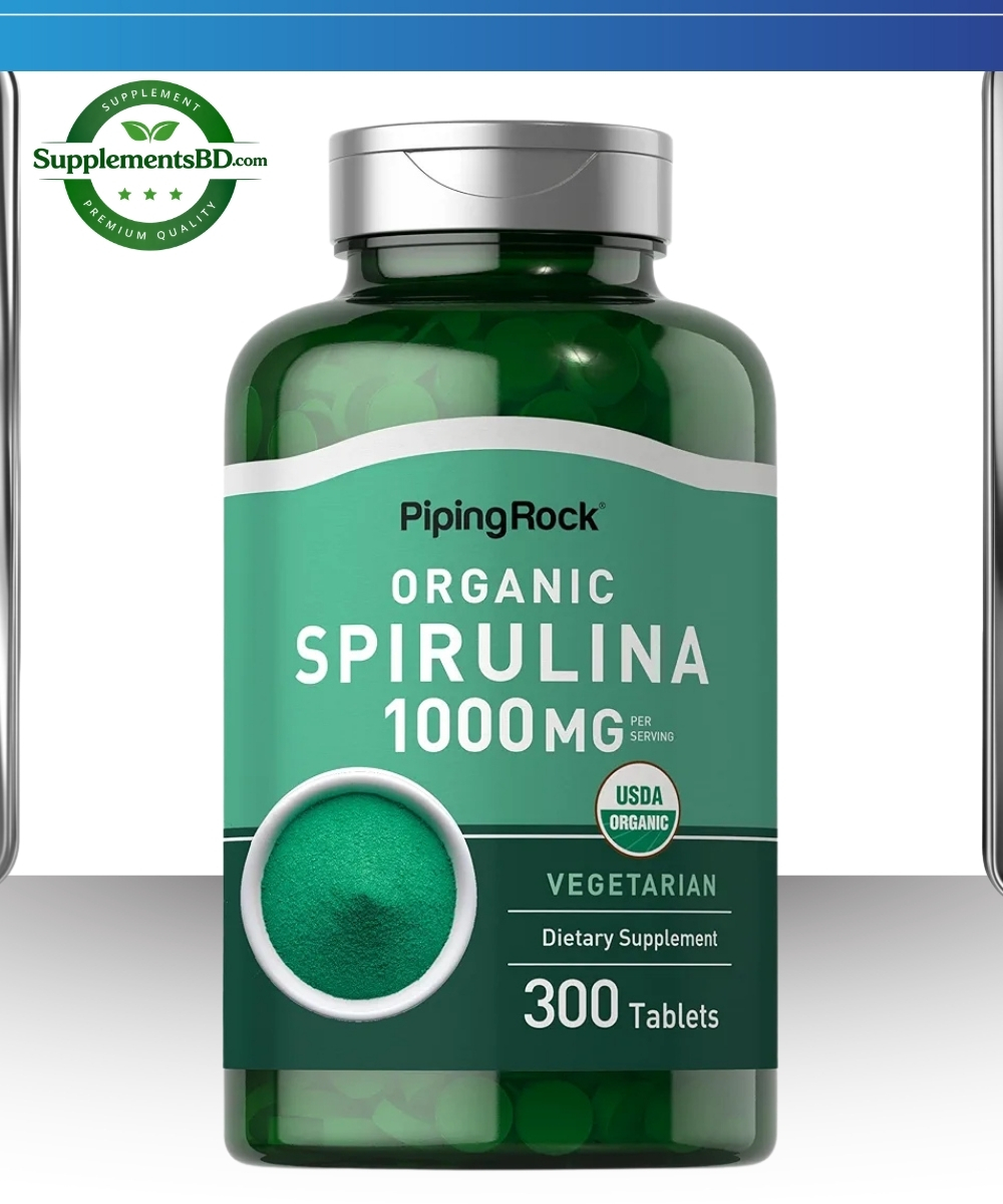 Piping Rock Organic Spirulina 1000mg (300 Tablets)