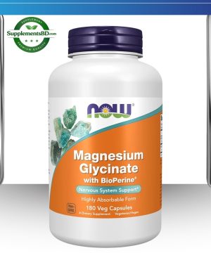 NOW Foods Magnesium Glycinate With BioPerine® (180 Veg Capsules)